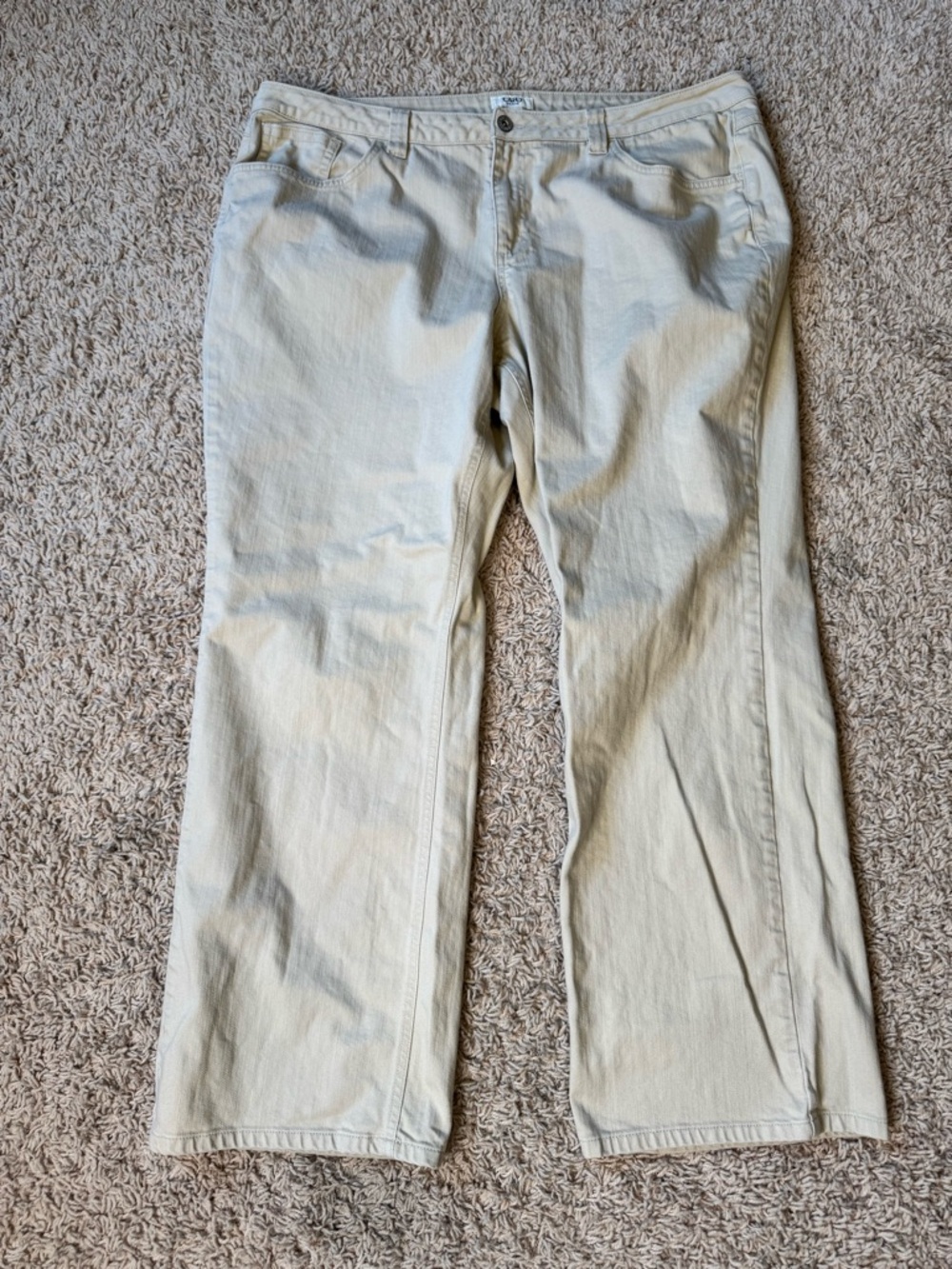 Cato Woman 22W Khaki Straight Leg Pants Stretch Denim Beige Casual Classic - Picture 9 of 16